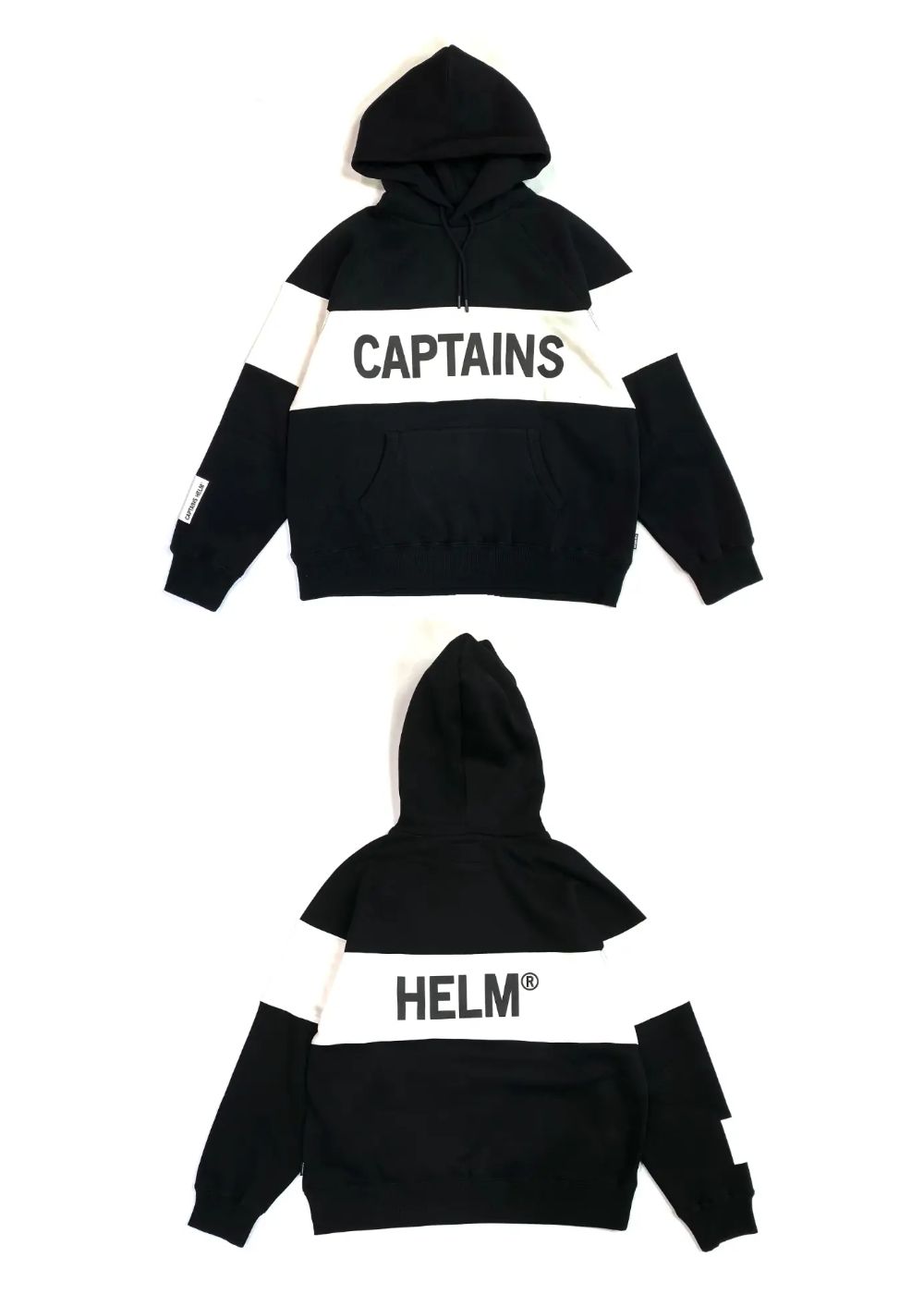 TM LOGO SWITCH HOODIE (BLACK×WHITE) / 配色切り替え スウェットパーカー