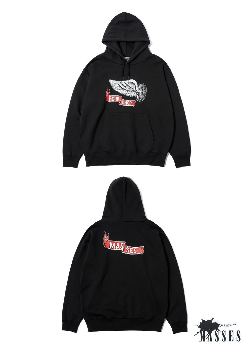 【ラスト1点】SWEAT HOODED FLING WEEL P (×MASSES) (BLACK) / マシス コラボレーション スウェット パーカー