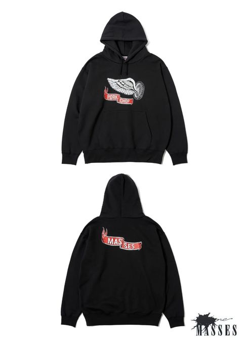 【ラスト1点】SWEAT HOODED FLING WEEL P (×MASSES) (BLACK) / マシス コラボレーション スウェット パーカー