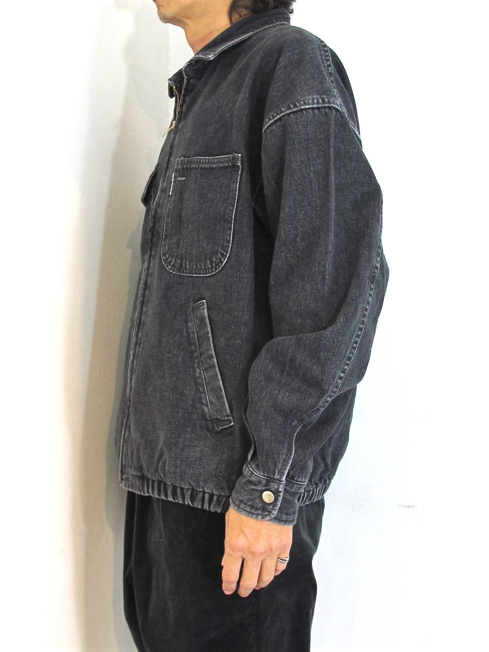 COOTIE PRODUCTIONS - DENIM ZIP UP WORK JACKET (BLACK FADE