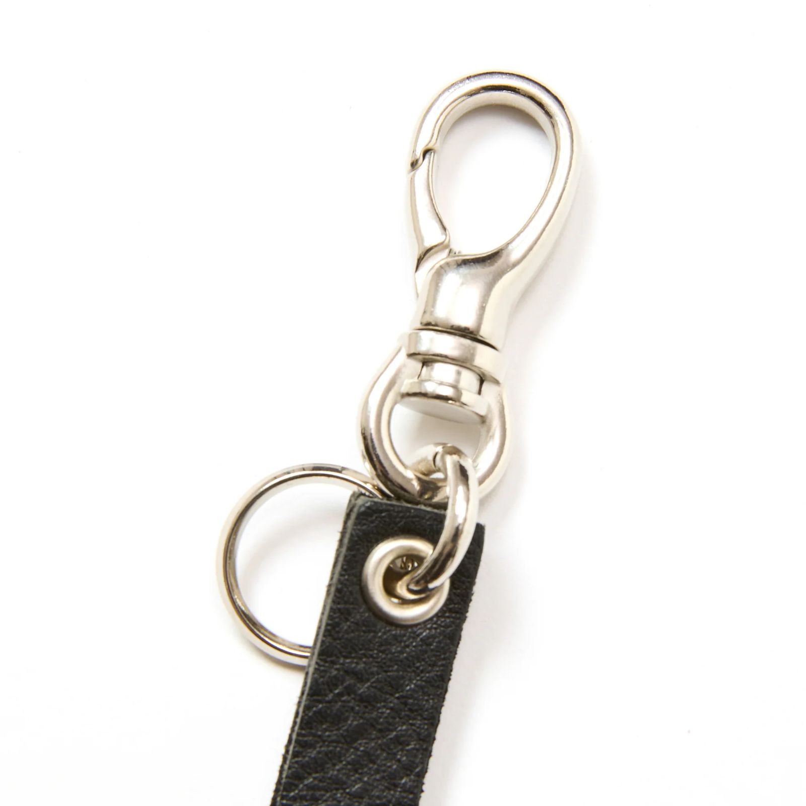 ROUND & PYRAMID STUDS LEATHER SHORT KEY RING (BLACK) / スタッズ レザー キーリング ショート バージョン