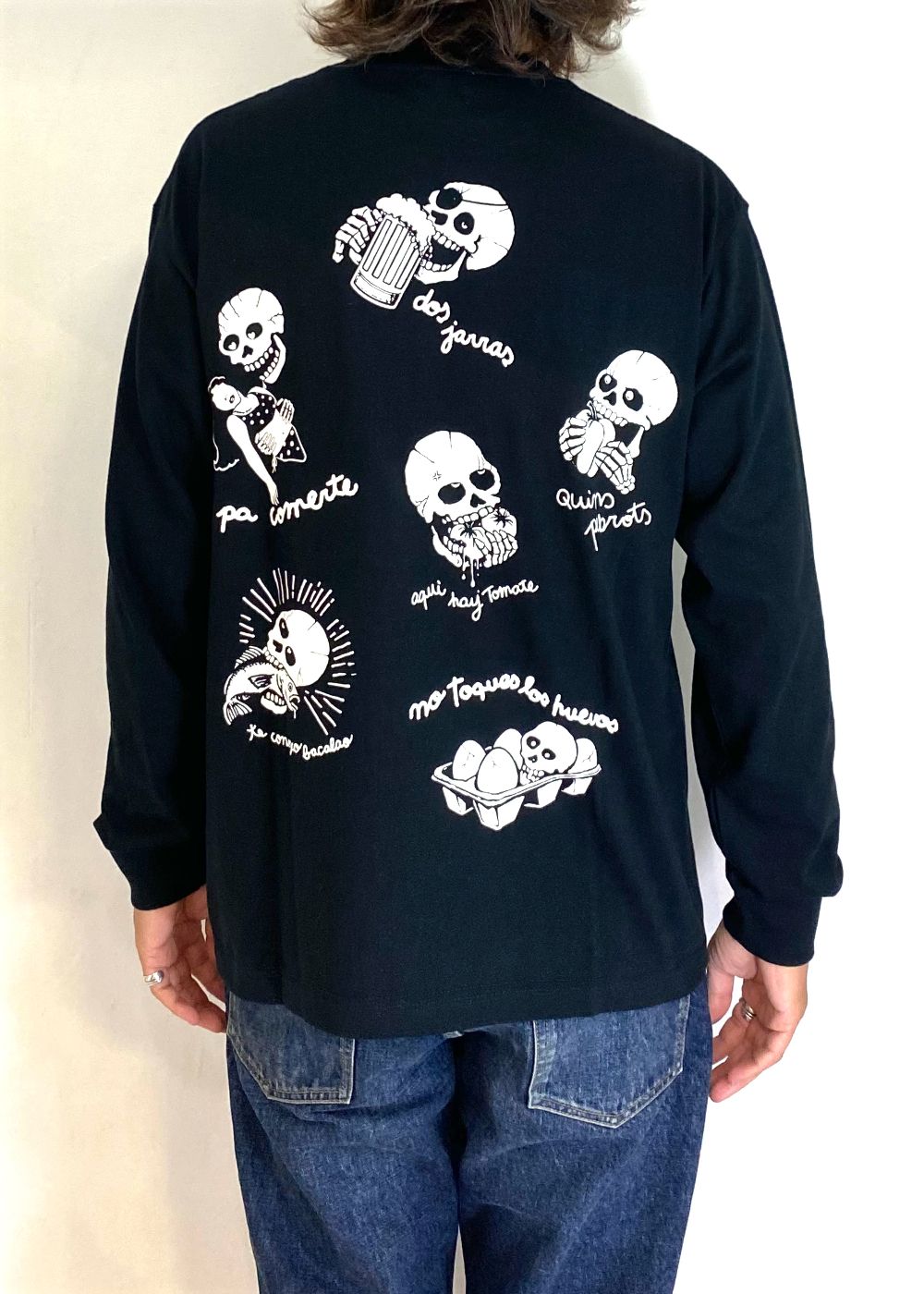 Skull L/S tee (BLACK) / スカル プリント ロング T