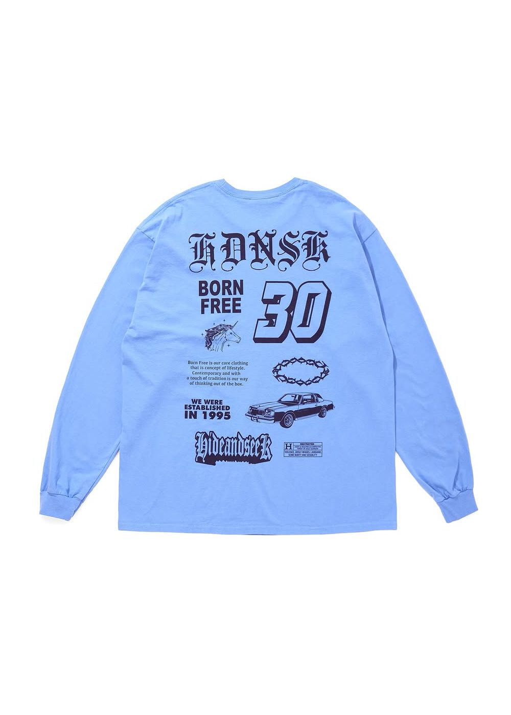 HIDE AND SEEK - 30 L/S Tee (SAX) / プリント ロングスリーブ T