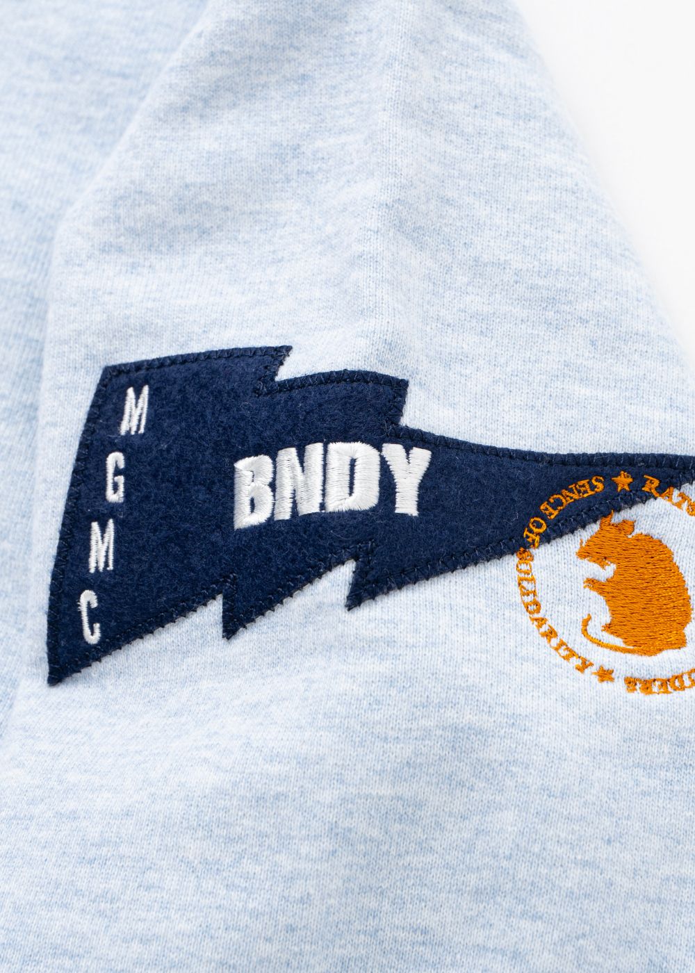 TRIM HOODIE (HEATHER BLUE) / クロスネック トリムリブ スウェットパーカー