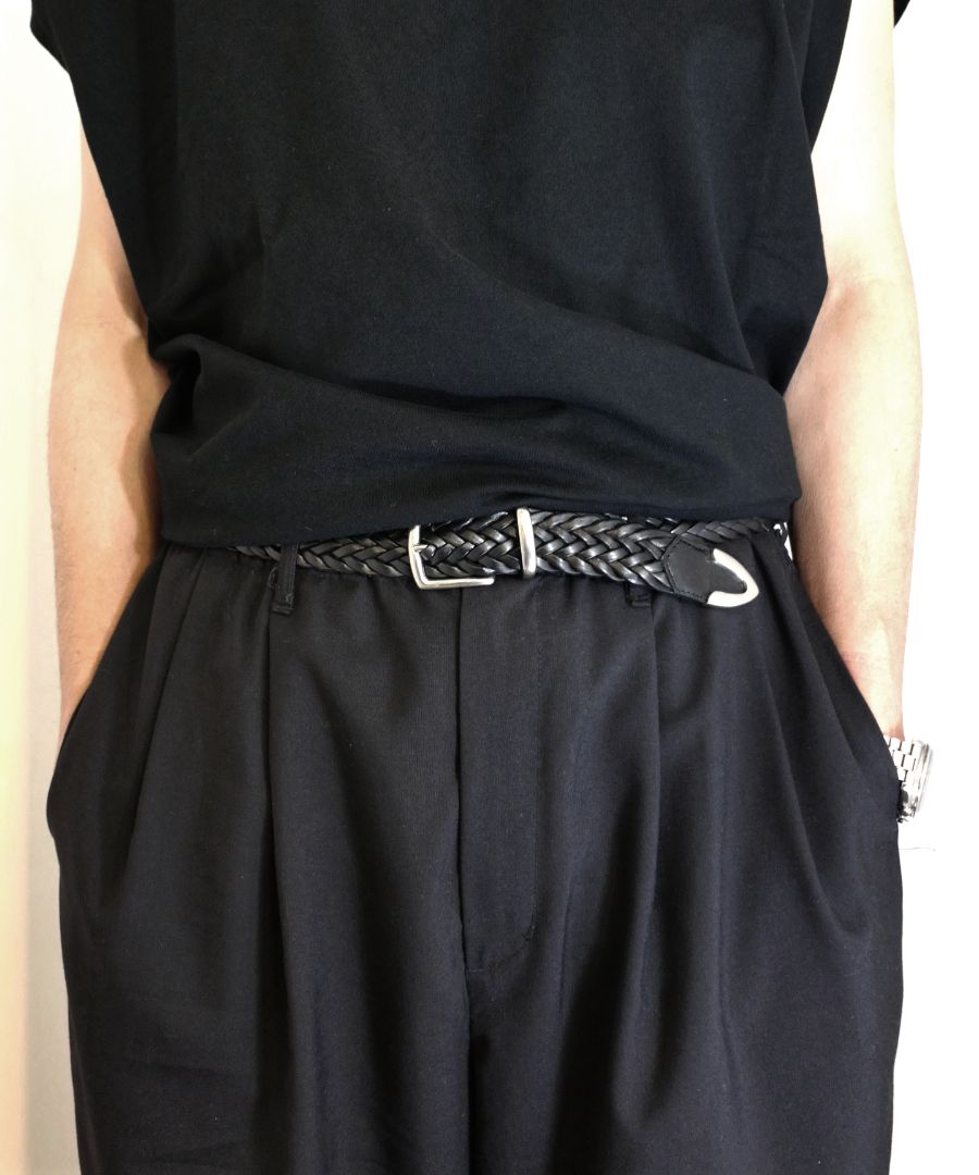 MINEDENIM - 【ラスト1点】Pull Up Leather Mesh Belt (BLK) / レザーメッシュベルト | LOOPHOLE