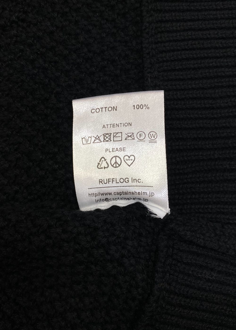 WAFFLE CARDIGAN (BLACK) / ワッフル カーディガン
