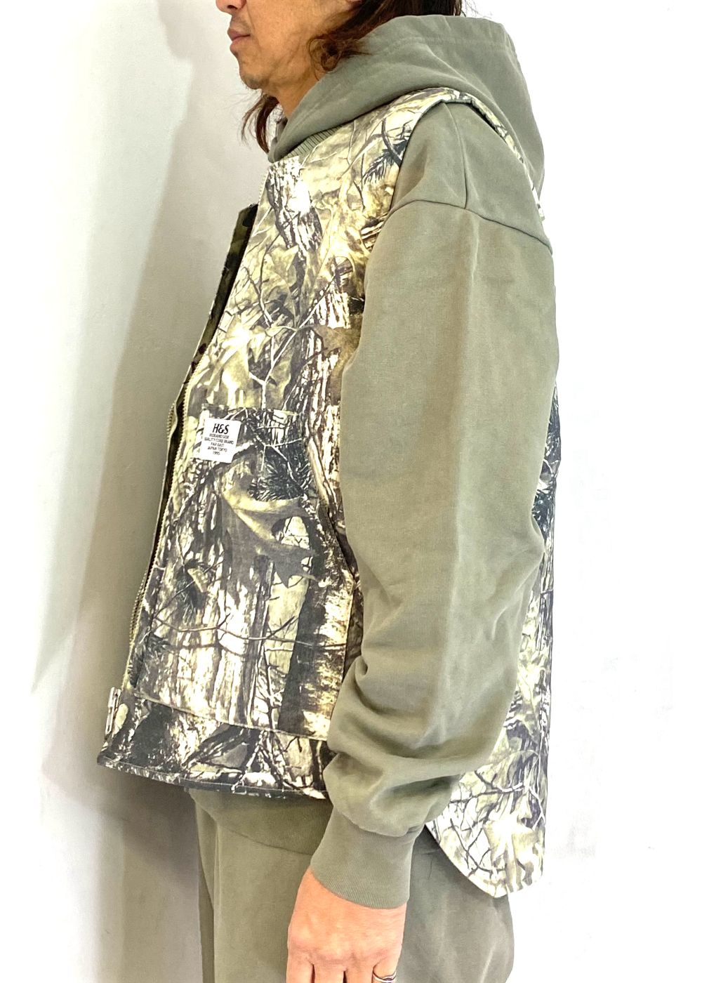 Camo Zip Work Vest (BEIGE CAMO) / オリジナル カモフラージュ ワークベスト / セットアップ可能