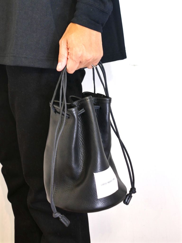 COOTIE PRODUCTIONS - Leather Bucket Bag (BLACK) / レザー 巾着 