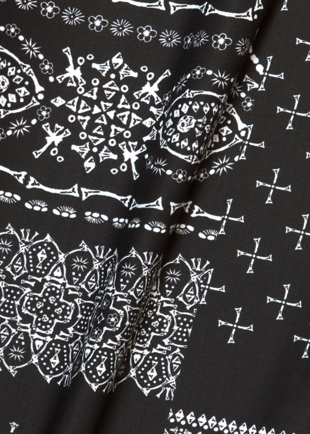 髑髏 bandana S/S shirts (BLACK) / ×横尾忠則 髑髏バンダナ柄 コラボ シャツ