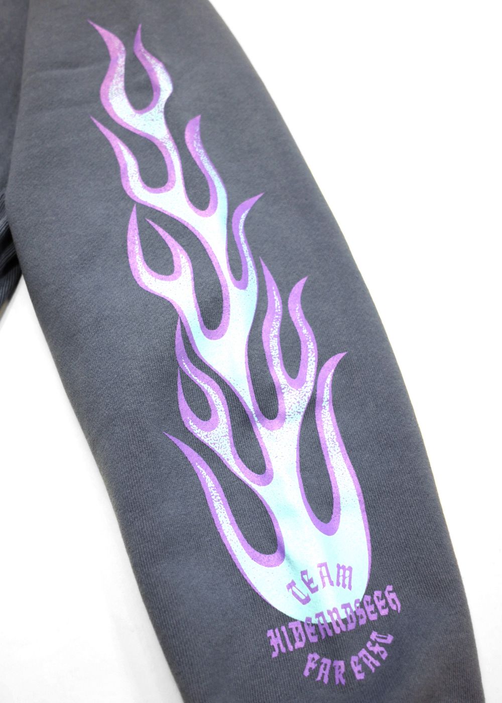 FLAME HOODED SWEAT SHIRT (D-BLUE) / ロゴプリント スウェットパーカー