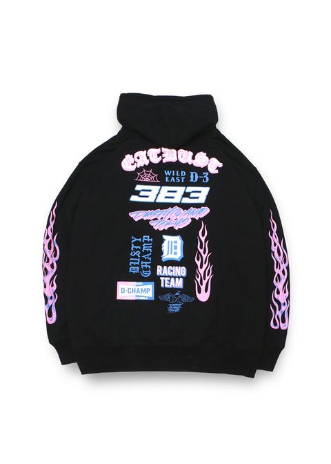 DUSTYCHAMP FLAME HOODED SWEAT SHIRT (BLACK) / ダスティーチャンプ スウェットパーカー
