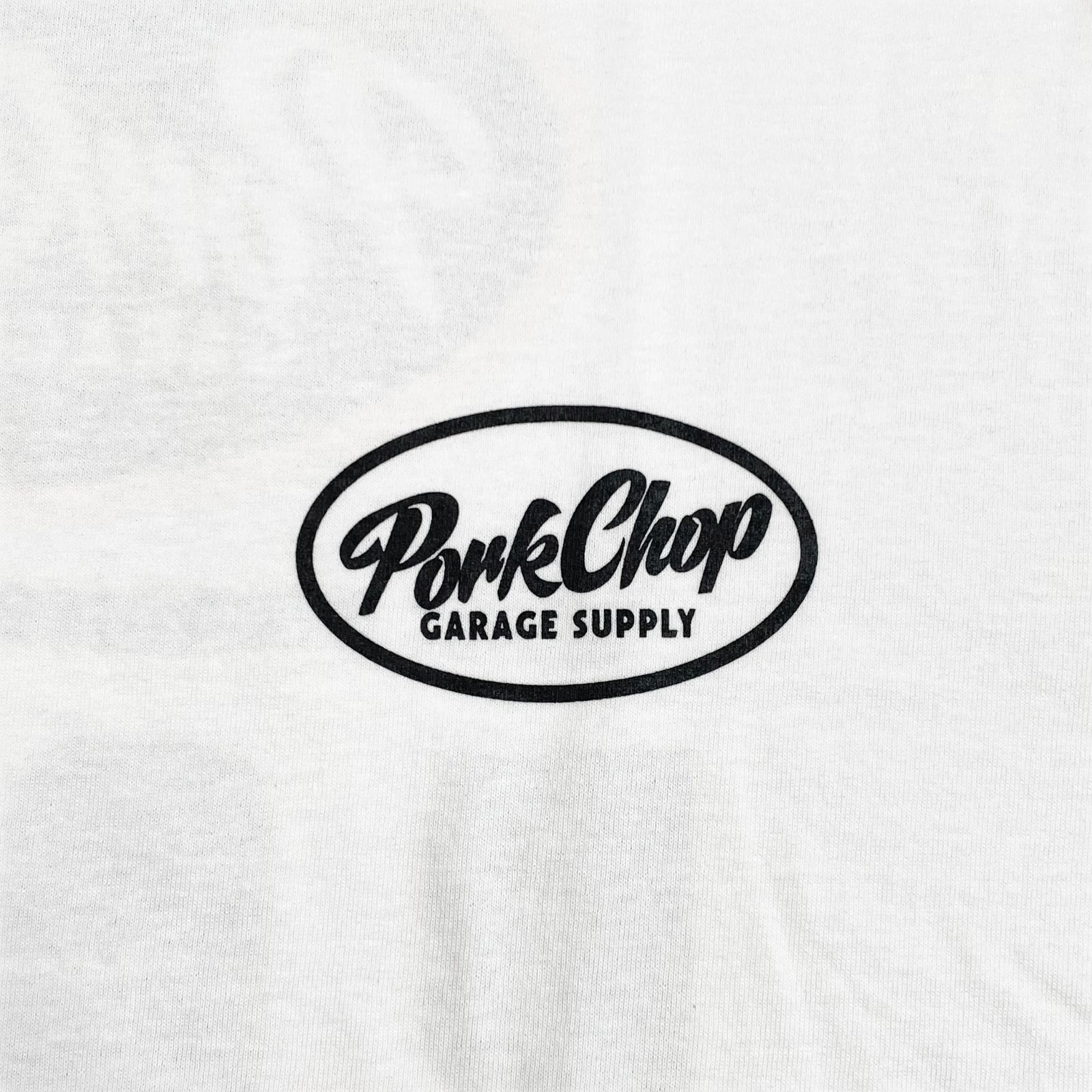 PorkChop PCGS BLOCK Tシャツ WHITE ポークチョップ M PORKCHOP GARAGE SUPPLY - PCGS BLOCK TEE (WHITE) / オーバル