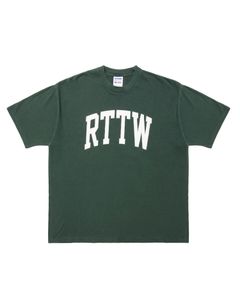 RTTW PIGMENT TEE (GREEN) / カレッジロゴ プリント Tシャツ