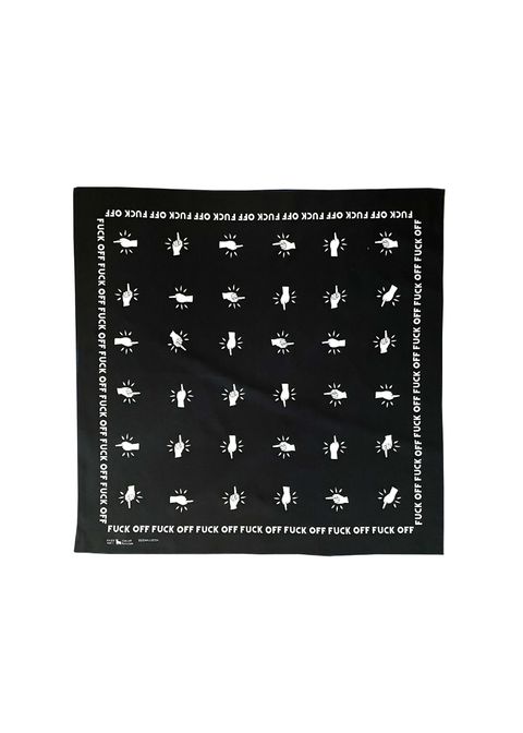 【ラスト1点】Fuck off bandanna (BLACK) / オリジナル レーヨン バンダナ