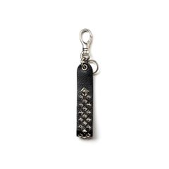 【ラスト1点】STUDS LEATHER FLAT KEY RING (BLACK) / スタッズ レザー キーリング