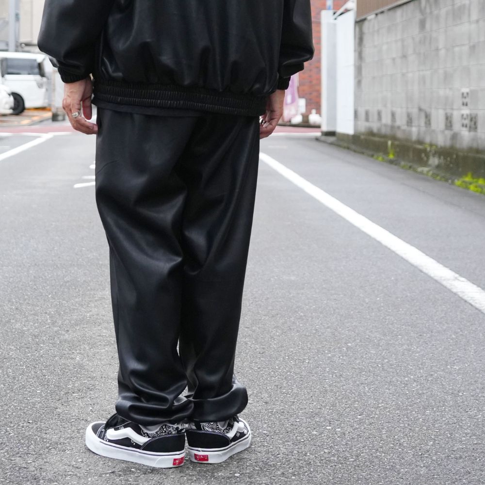 【ラスト1点】Track Pant (BLACK) / PUレザー トラックパンツ / セットアップ可能