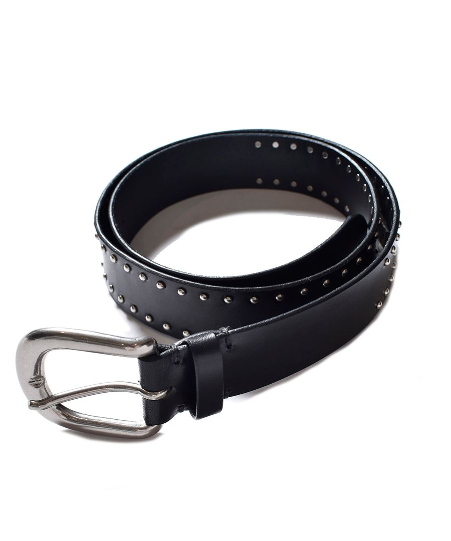 MINEDENIM - 【ラスト1点】Double Studs Leather Belt (BLK) / ダブル スタッズ レザー ベルト |  LOOPHOLE