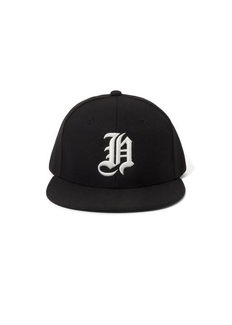 H-Baseball CAP (BLACK×WHITE) / 刺繍ロゴ ベースボールキャップ