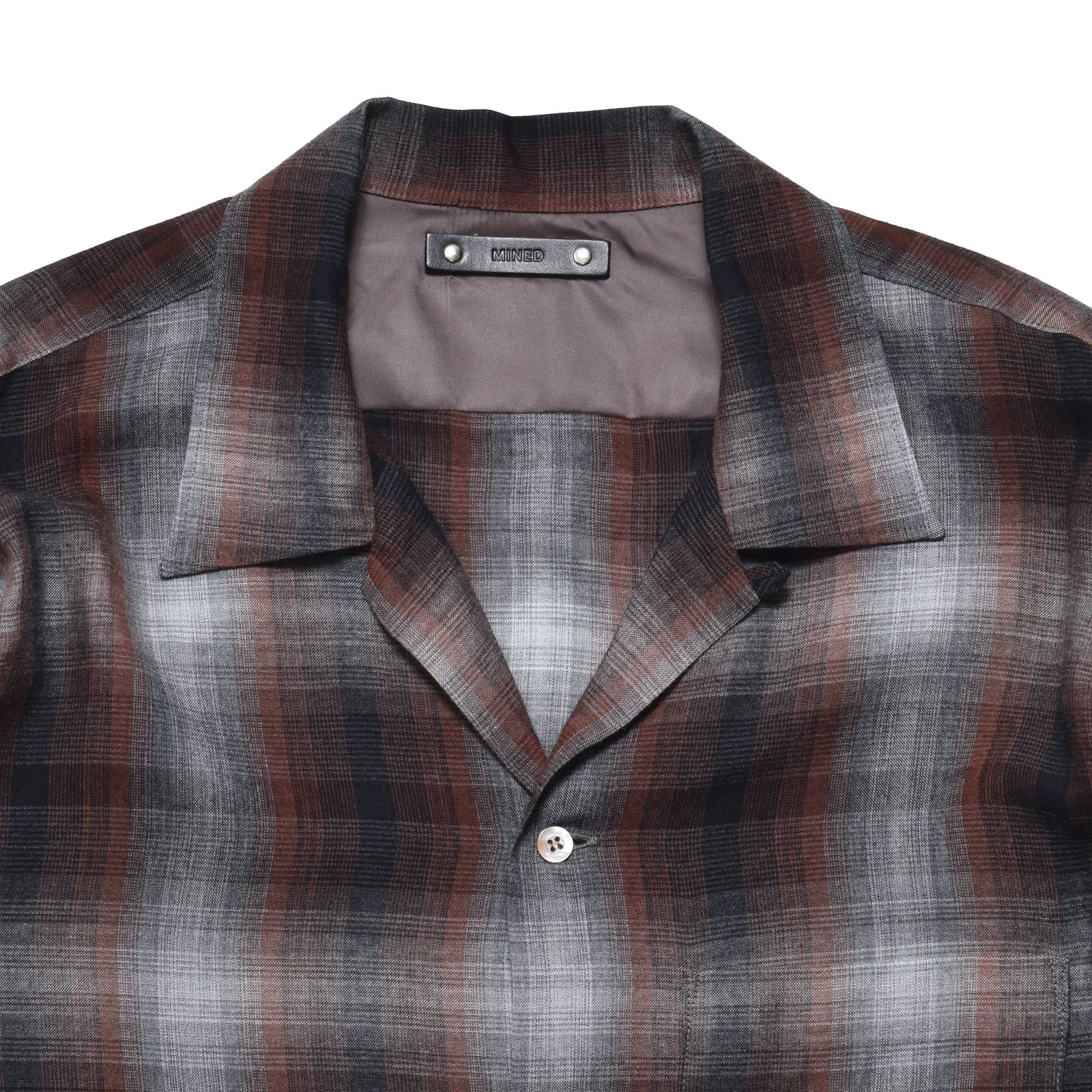 T.Rayon Ombre Open Collar Shirt Open Collar Shirt (BRT) / オンブレチェック オープンカラーシャツ