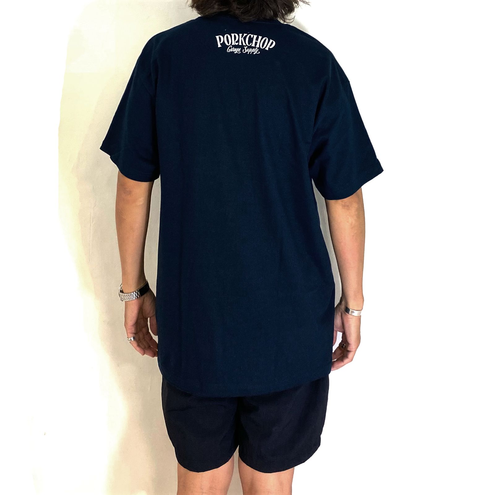 PORKCHOP ポークチョップL/STシャツ PORKCHOP GARAGE SUPPLY - PORK FRONT TEE 25 (NAVY) / ポーク