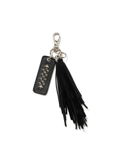 LEATHER TASSEL KEY RING (BLACK) / スタッズ & タッセル レザー キーリング