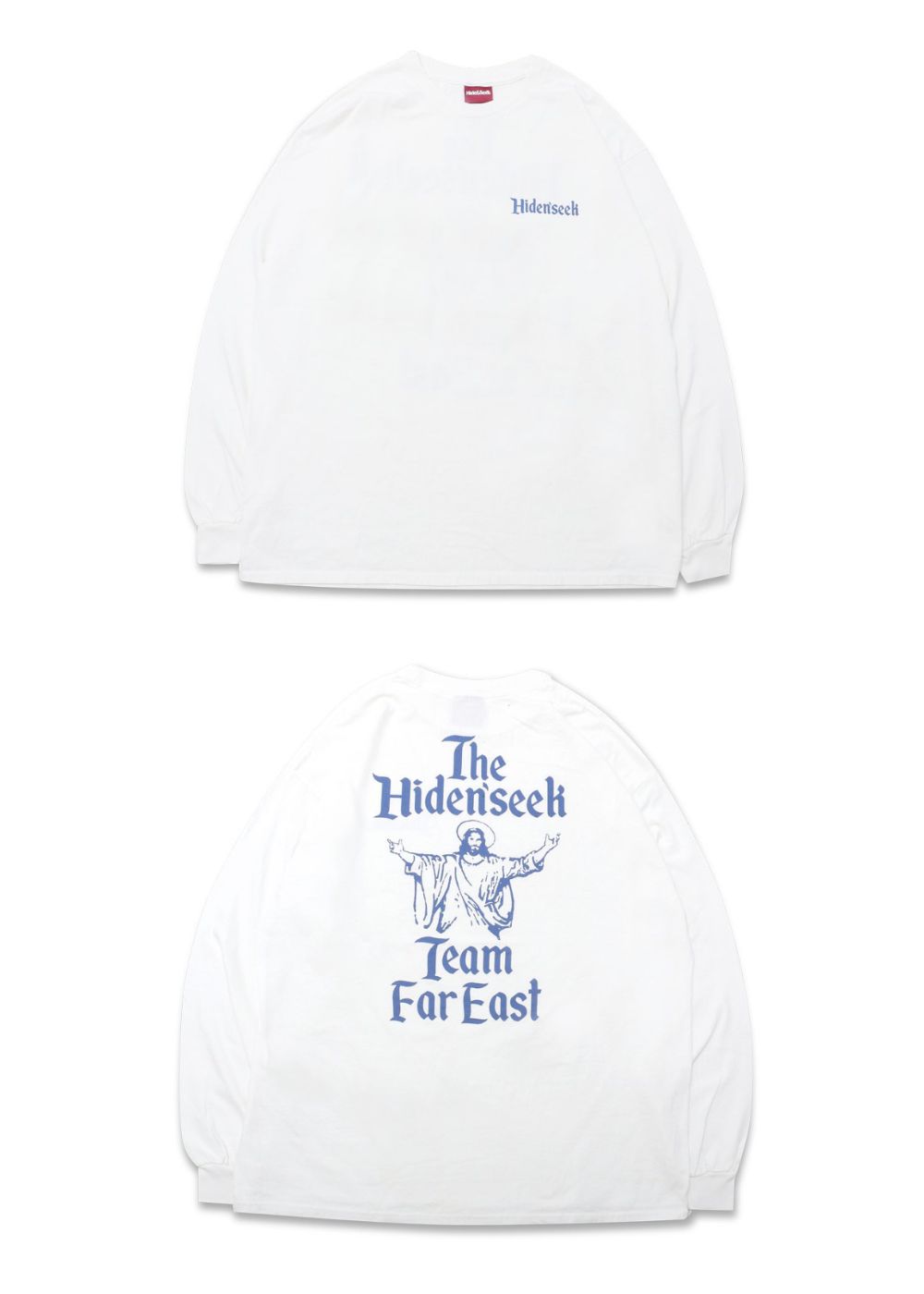HIDE AND SEEK - JESUS L/S TEE (WHITE) / ジーザス ロングスリーブ T