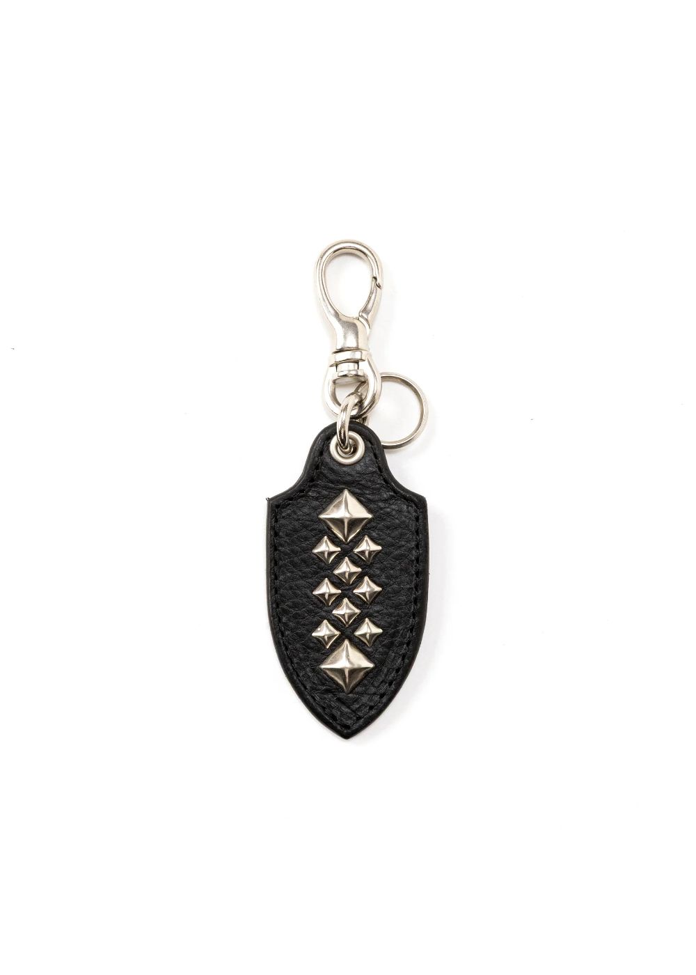 STUDS LEATHER KEY RING ＜TYPE A＞ (BLACK) / スタッズ レザー キーリング
