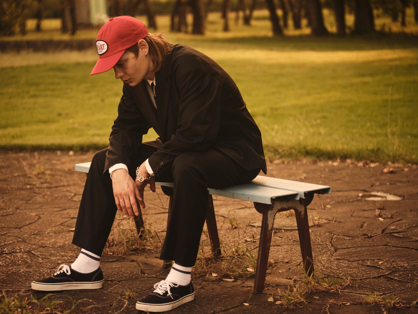 10L WOOL SILK PANTS "THUNDERS" (BLACK) / ウールシルク スラックス