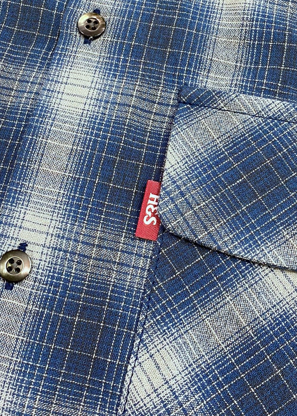 Ombre Check L/S Shirt (BLUE) / オンブレチェック シャツ
