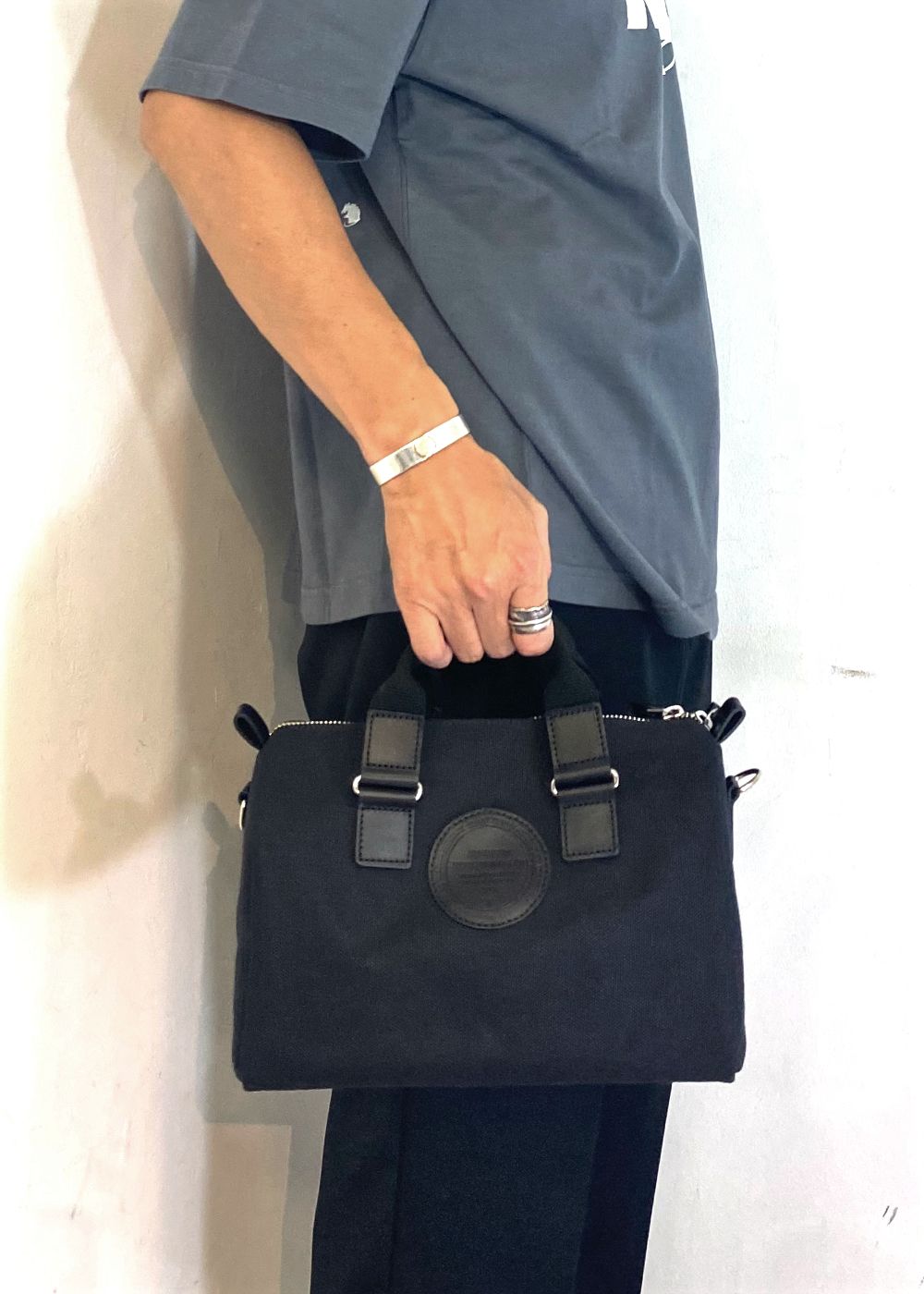 CANVAS MINI BOSTON BAG (BLACK) / キャンバス ミニ ボストンバッグ