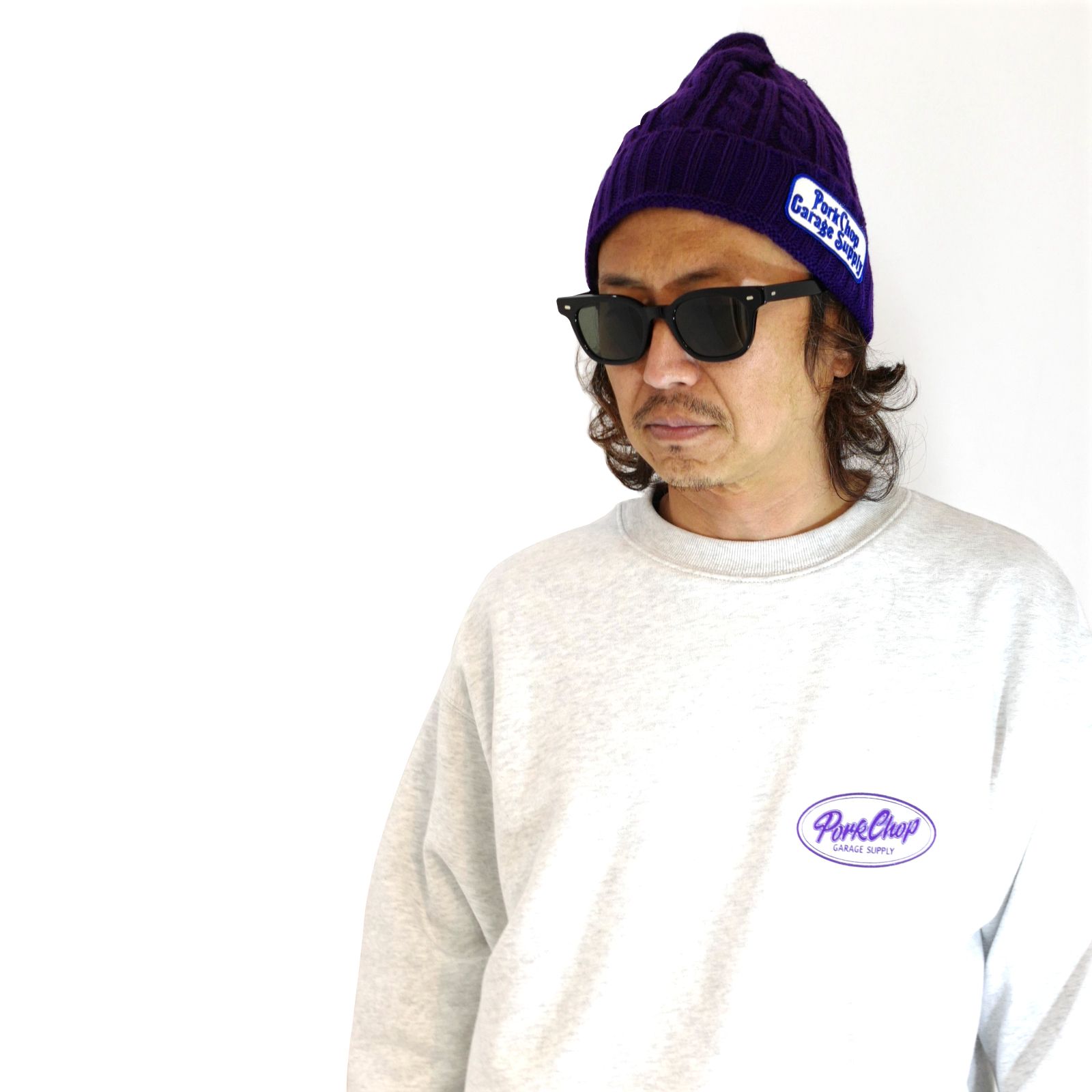 PORKCHOP - 【ラスト1点】ROUNDED KNIT CAP (BLACK) / ワッペン