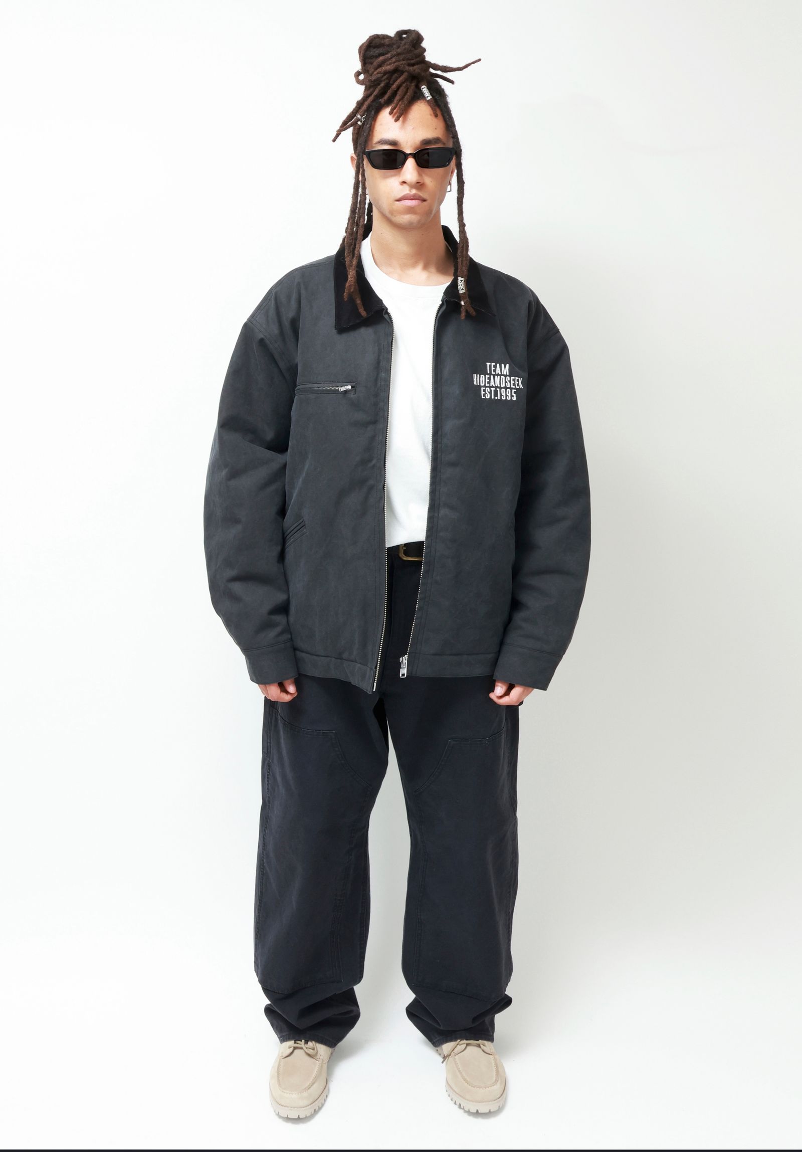 Ox Work Zip Jacket (Washed) (BLACK) / コットン オックス ワーク ジャケット