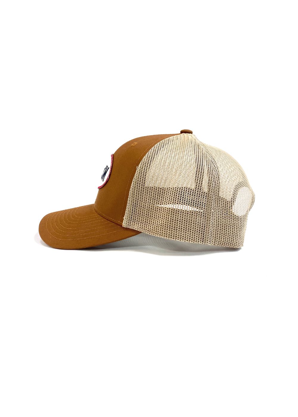 RETRO TRUCKER MESH CAP (LIGHT BROWN) / ワッペン メッシュキャップ