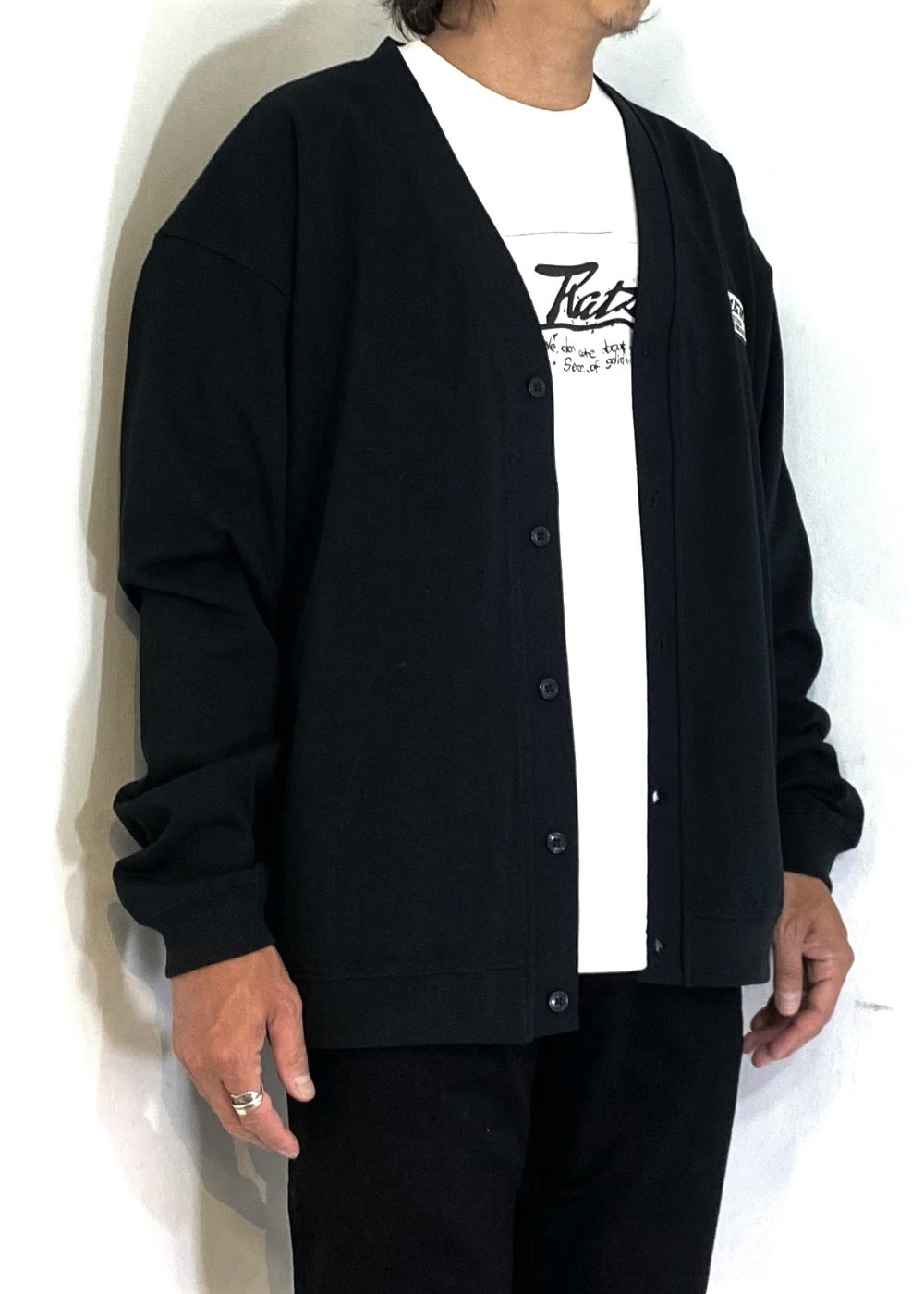 M&M CUSTOM PERFORMANCE - COTTON JERSEY CARDIGAN (BLACK) / コットン 天竺 カーディガン |  LOOPHOLE