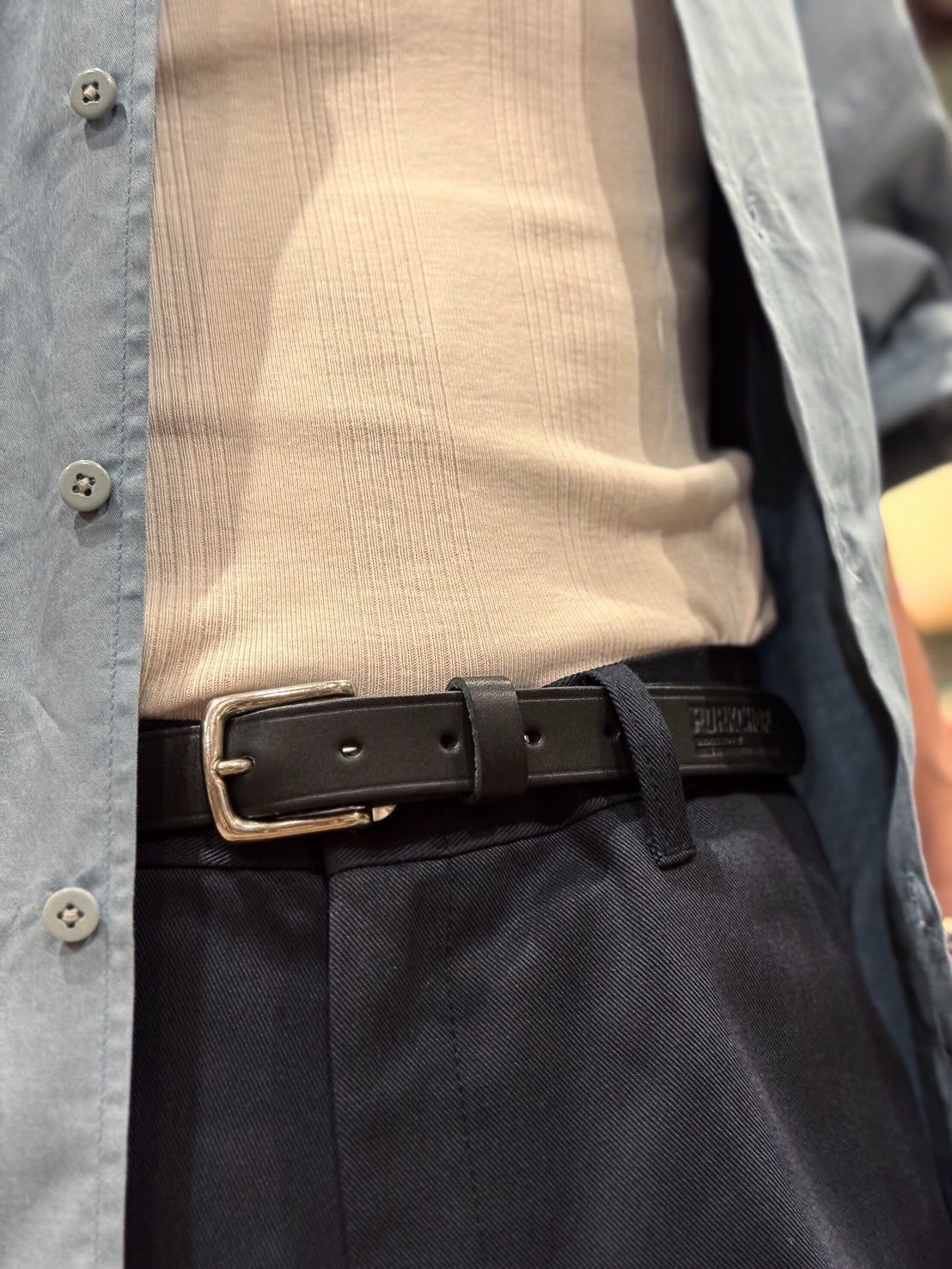 LEATER BELT (CAMEL) / レザー ナロー ベルト