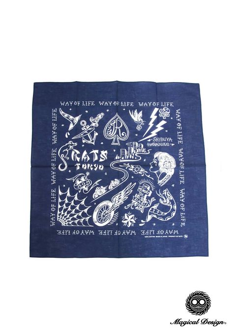 RATS TOKYO BANDANA (NAVY) / ×MAGICAL DESIGN  コラボバンダナ