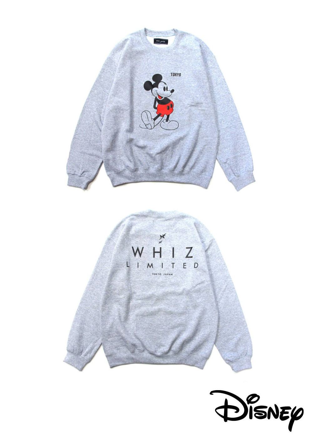 WHIZ LIMITED - MICKEY SWEAT SHIRTS (GRAY) / ミッキーマウス コラボ クルーネックスウェット |  LOOPHOLE