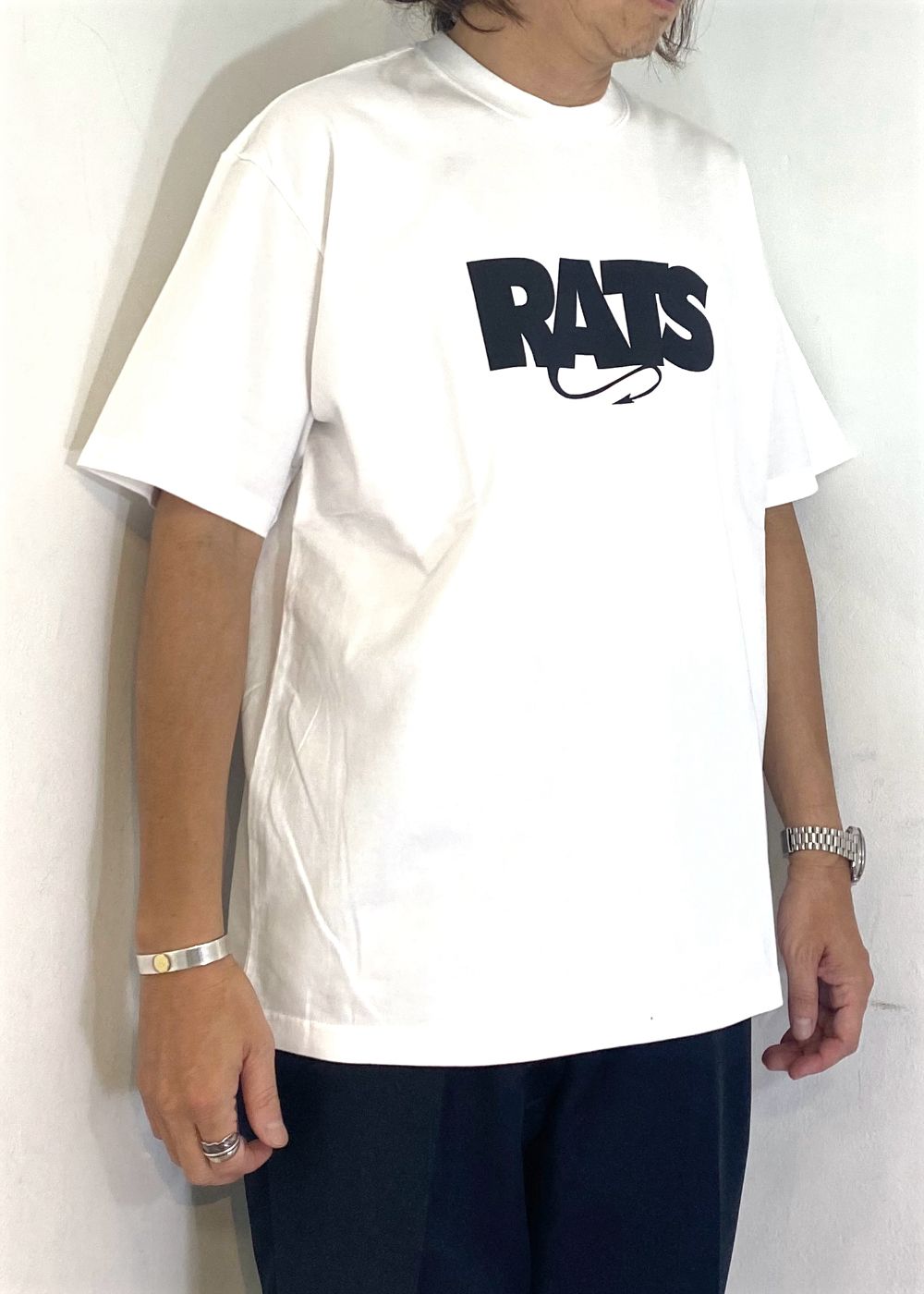 RATS BOX LOGO TEE ホワイト　Lサイズ RATS - BOX LOGO WAY OF LIFE TEE (WHITE) / 定番人気ロゴT