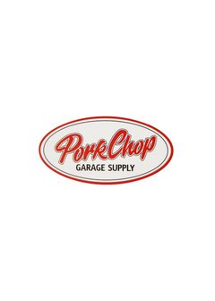 PORKCHOP OVAL STICKER (SMALL) (WHITE/RED) / ロゴステッカー