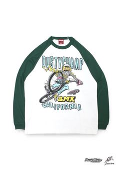 DUSTYCHAMP × DamianFulton RAGLAN L/S TEE (GREEN) / ダスティーチャンプ × ダミアンフルトン コラボ ロングスリーブ Tシャツ