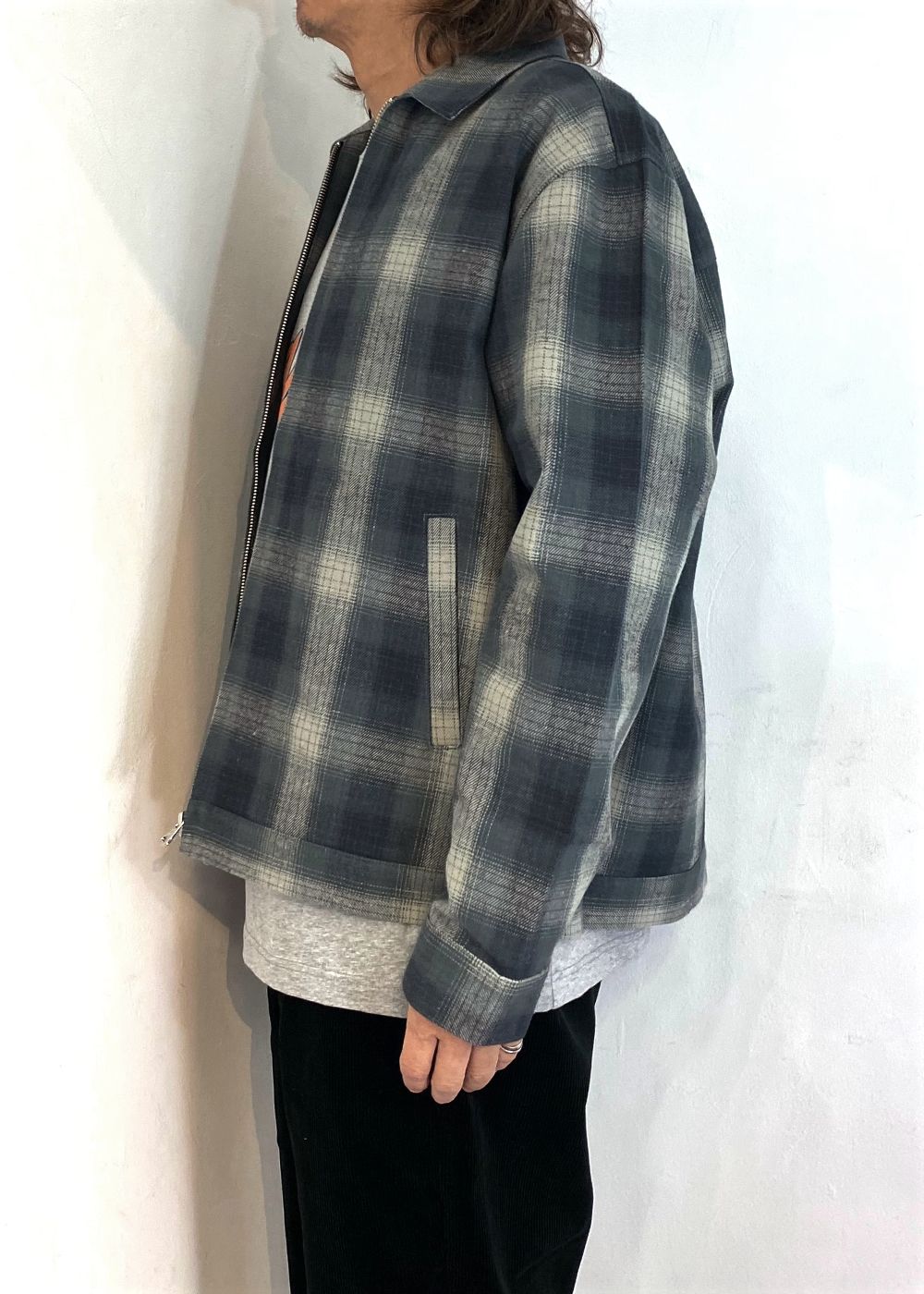 OMBRE CHECK SWINGTOP (BLACK) / オンブレチェック スイングトップ
