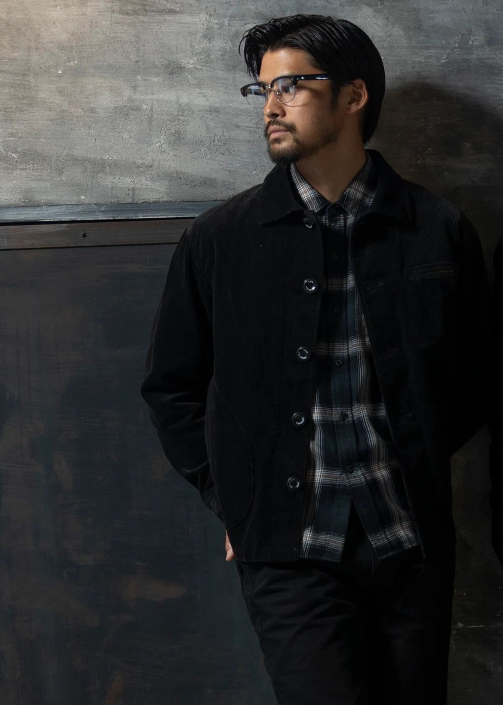 【ラスト1点】COTTON RAYON CHECK SHIRT (BLACK×BEIGE CHECK) / チェック コットンレーヨン ネルシャツ