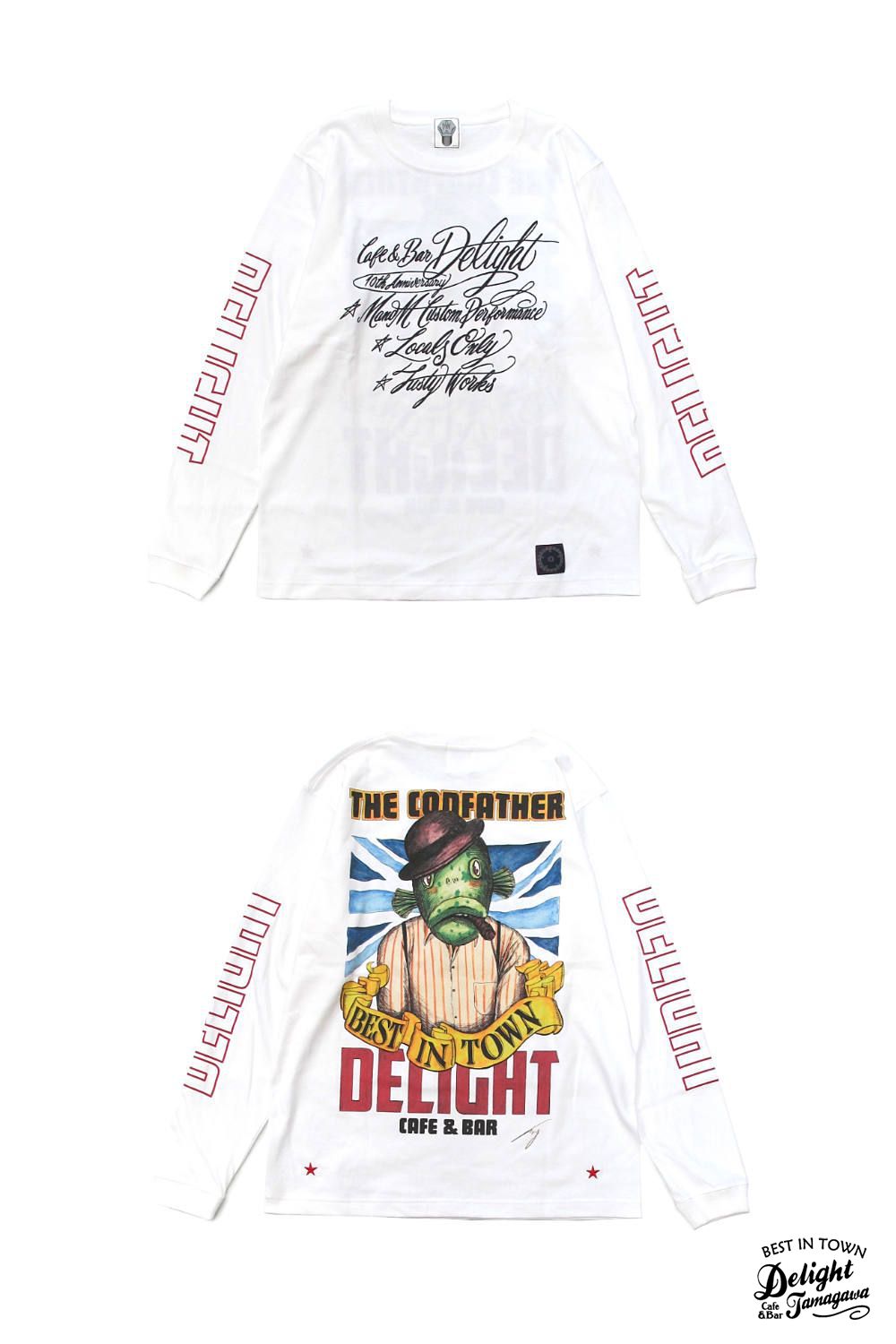 M&M CUSTOM PERFORMANCE - PRINT L/S TEE (WHITE) / CAFE&BAR DELIGHT