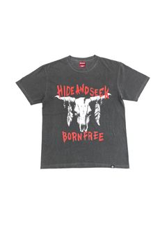 Buffalo Skull S/S Tee (D-GRAY) / バッファロー スカル プリントTee