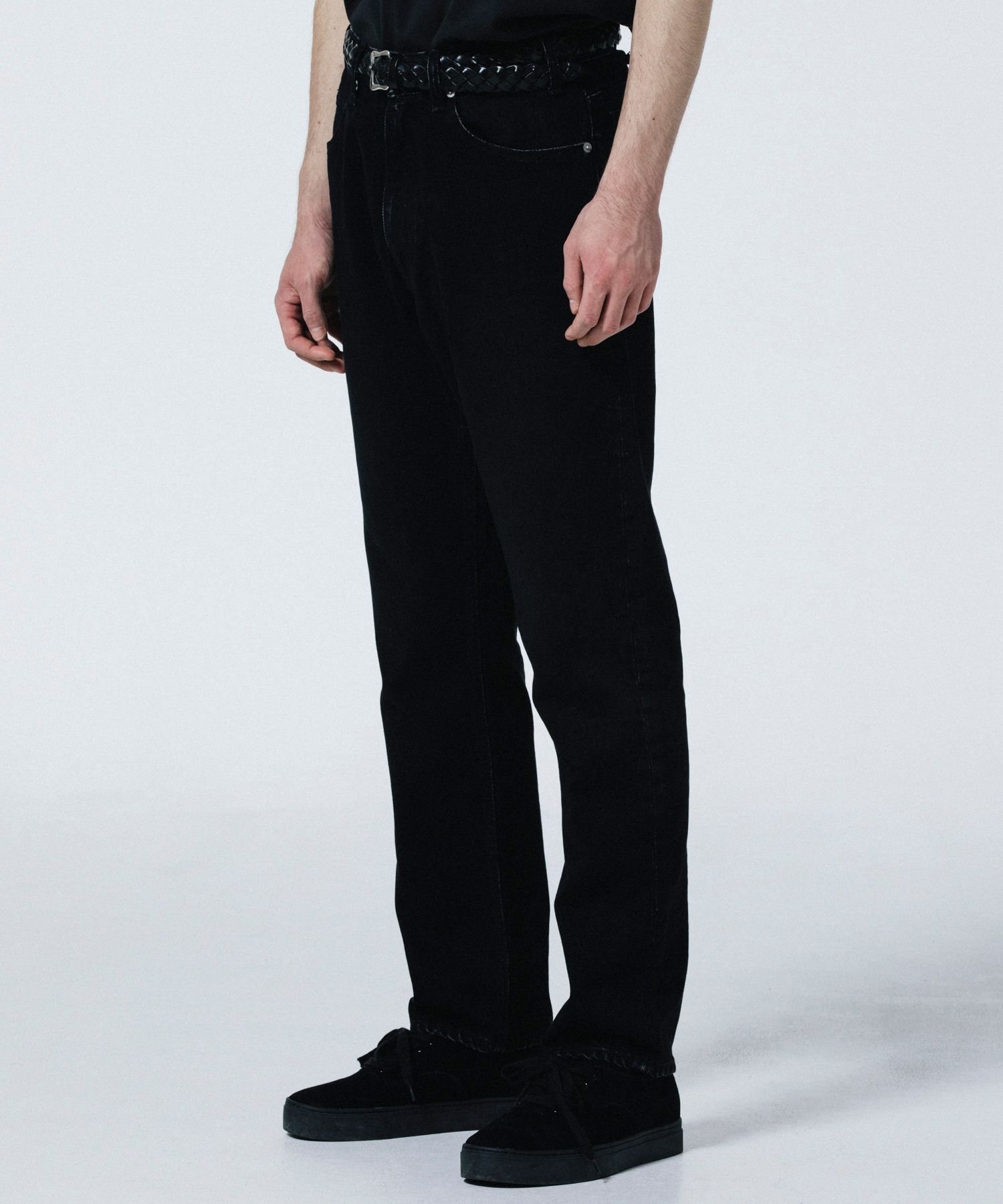 R9 05 WASHDENIM PANTS (BLACK) / テーパード  デニム パンツ