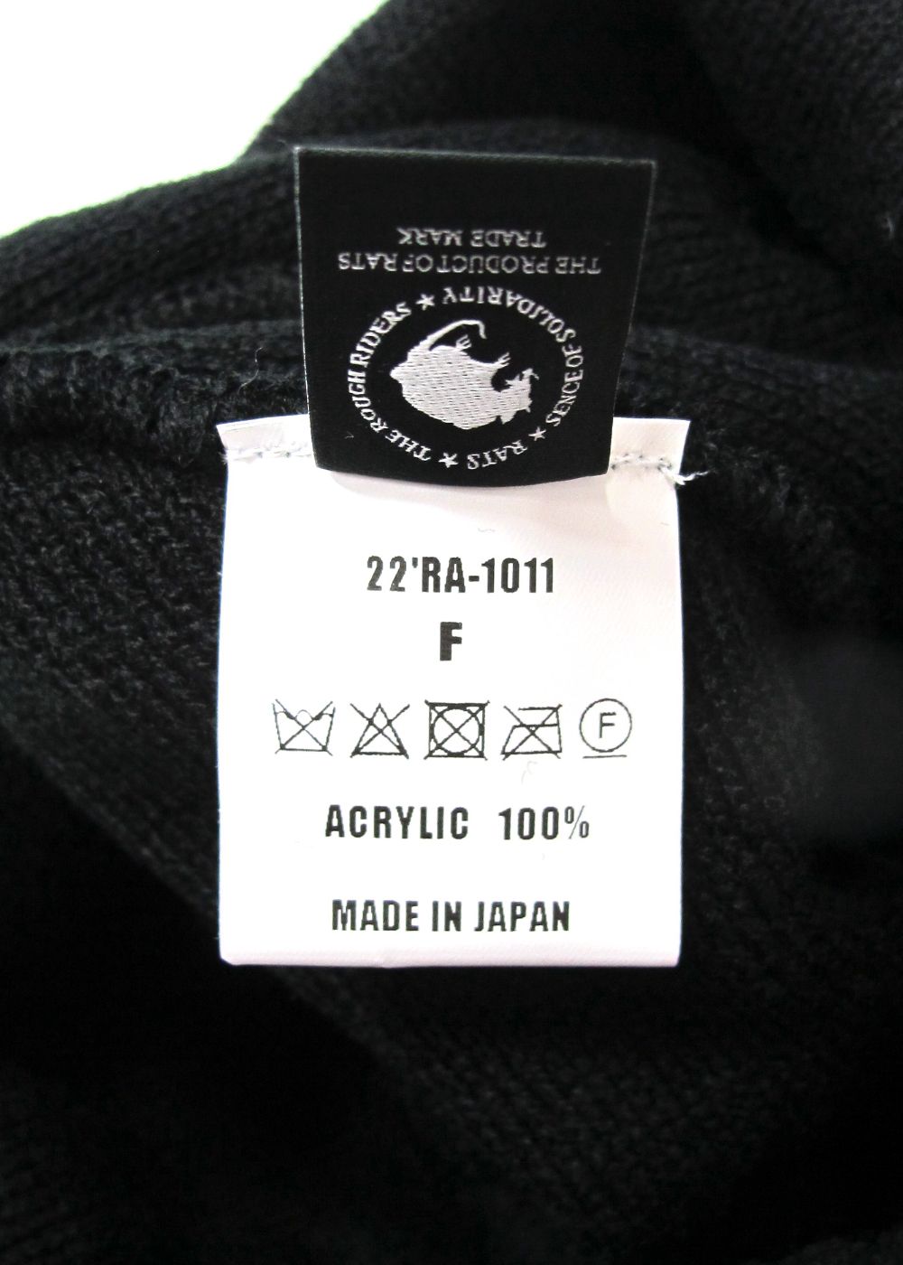 RATS - KNIT CAP SOSD (BLACK) / ロゴ刺繍 ニットキャップ | LOOPHOLE