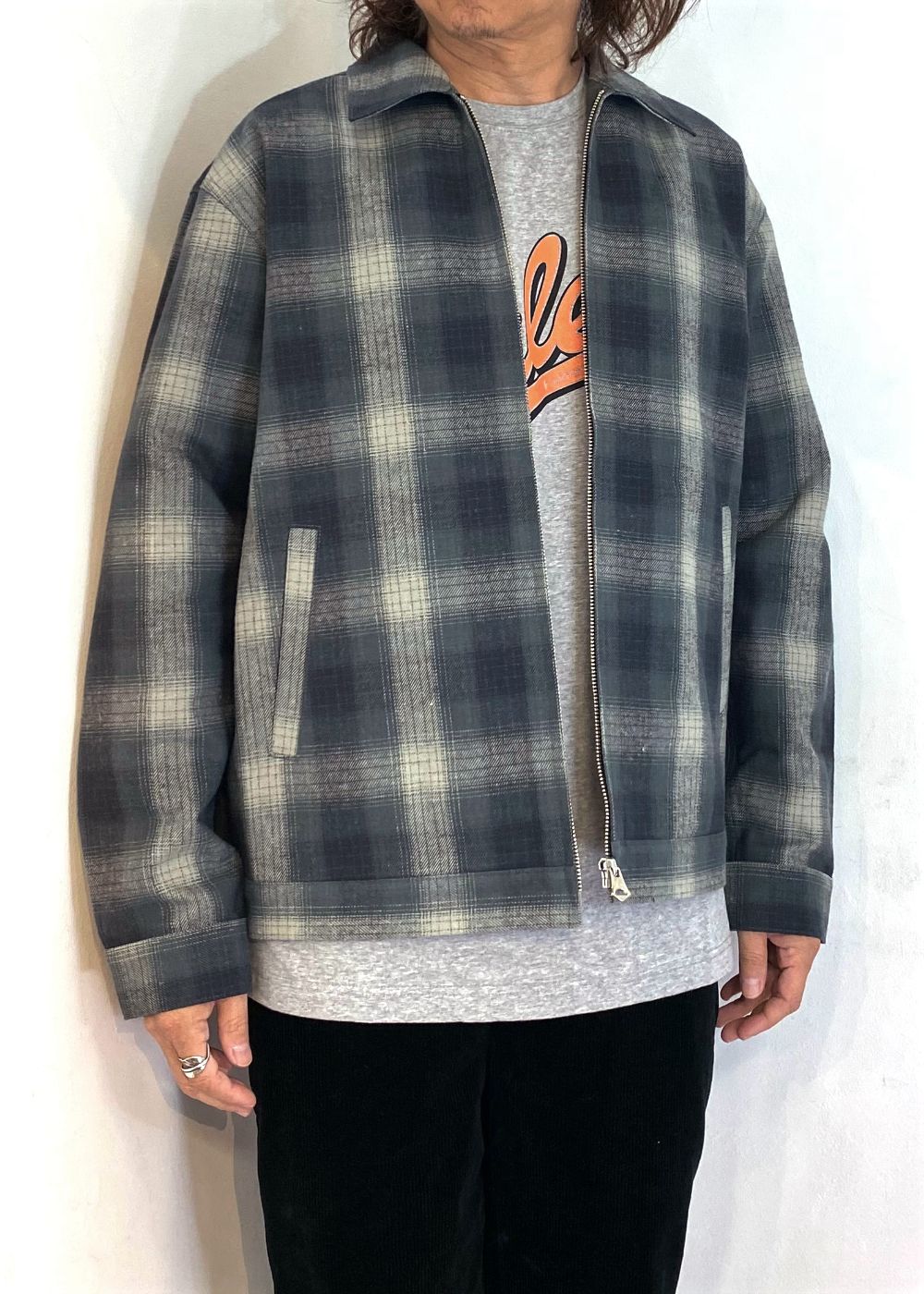 OMBRE CHECK SWINGTOP (BLACK) / オンブレチェック スイングトップ
