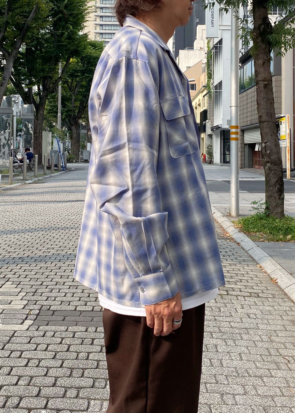 Ombre Check L/S Shirt (BLUE) / オンブレ チェック シャツ