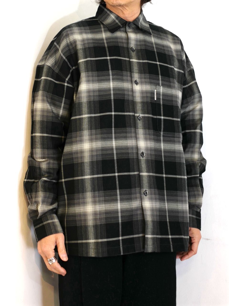 COOTIE PRODUCTIONS - R/C Ombre Check L/S Shirt (BLACK) / オンブレ