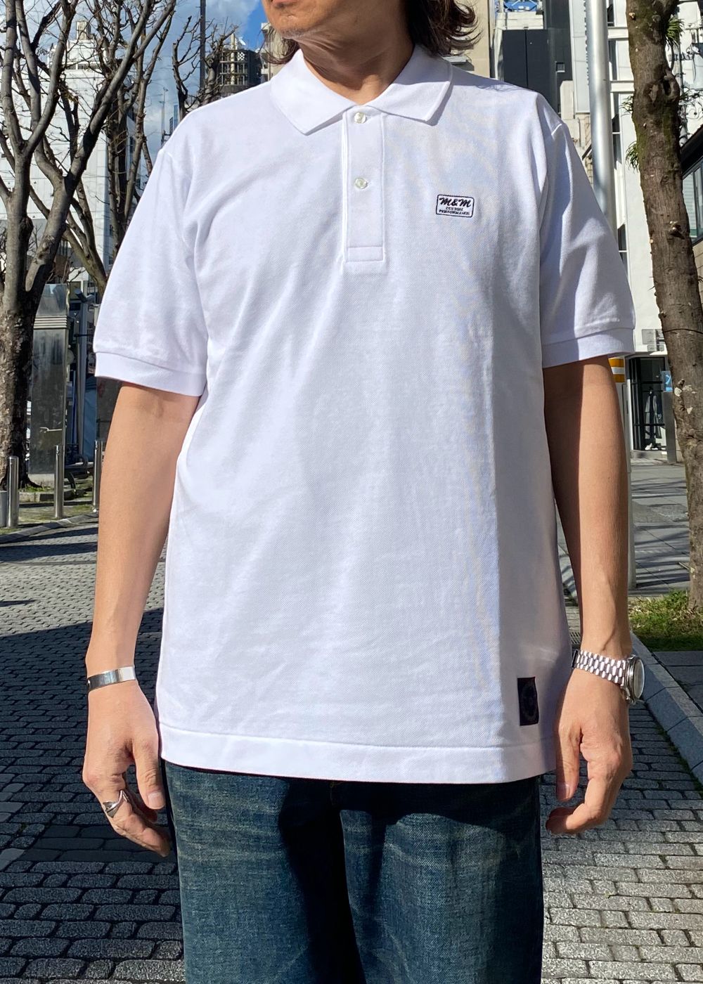 POLO SHIRT (WHITE) / ロゴ刺繍 ポロシャツ